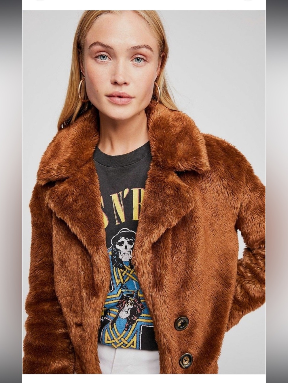 Free People Plush Teddy Coat in Rich Brown